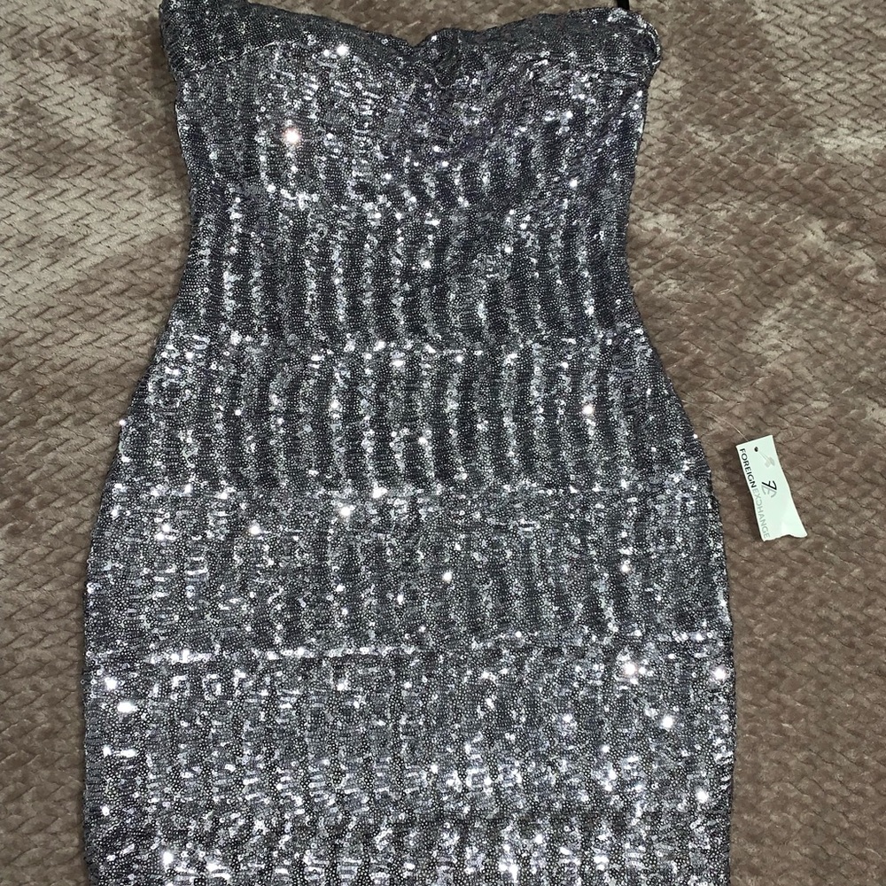 Silver sequin dress
